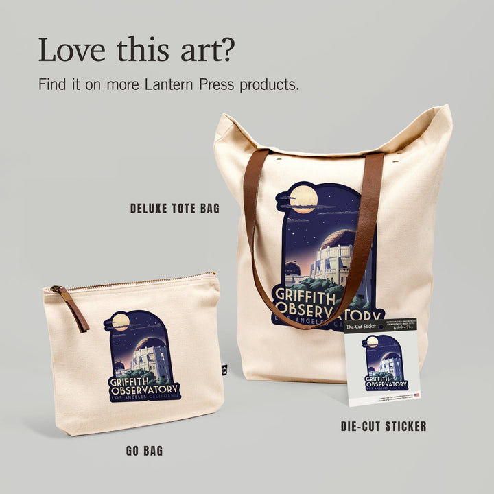 Los Angeles, California, Griffith Observatory at Night,, Organic Cotton Zipper Pouch, Go Bag Go Bag Lantern Press 