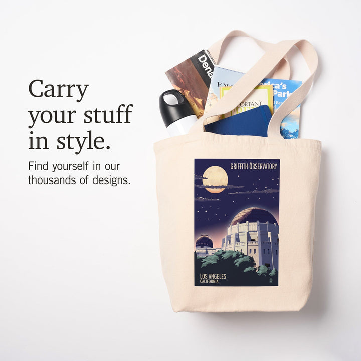 Los Angeles, California, Griffith Observatory at Night, Tote Bag Totes Lantern Press 