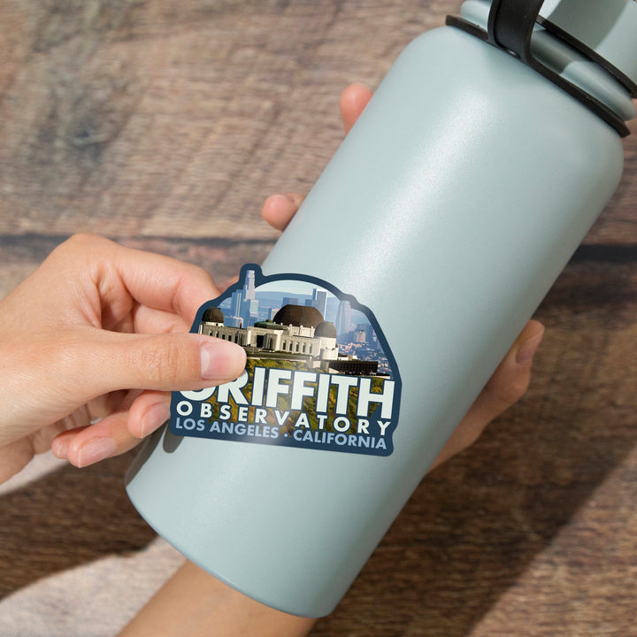 Los Angeles, California, Griffith Observatory, Day Scene, Contour, Vinyl Sticker - Lantern Press