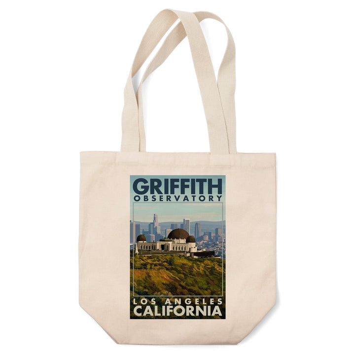 Los Angeles, California, Griffith Observatory Day Scene, Lantern Press Artwork, Tote Bag Totes Lantern Press 