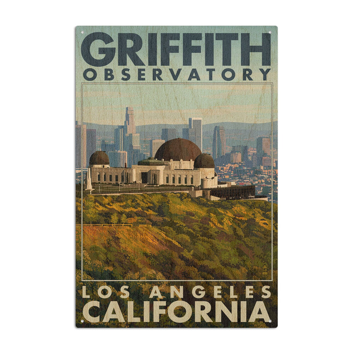 Los Angeles, California, Griffith Observatory Day Scene, Lantern Press Artwork, Wood Signs and Postcards Wood Lantern Press 10 x 15 Wood Sign 