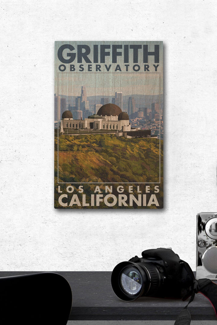 Los Angeles, California, Griffith Observatory Day Scene, Lantern Press Artwork, Wood Signs and Postcards Wood Lantern Press 12 x 18 Wood Gallery Print 