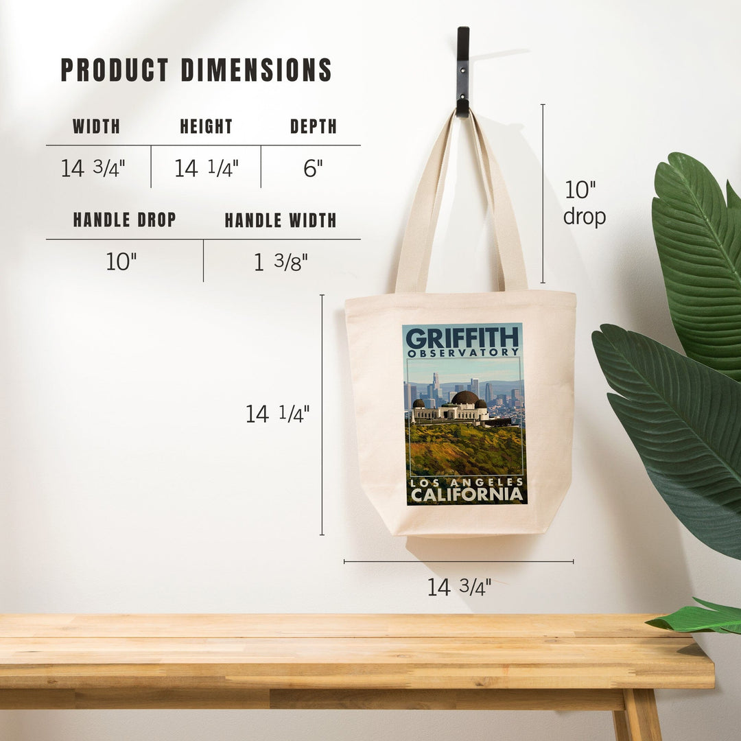 Los Angeles, California, Griffith Observatory Day Scene, Tote Bag Totes Lantern Press 