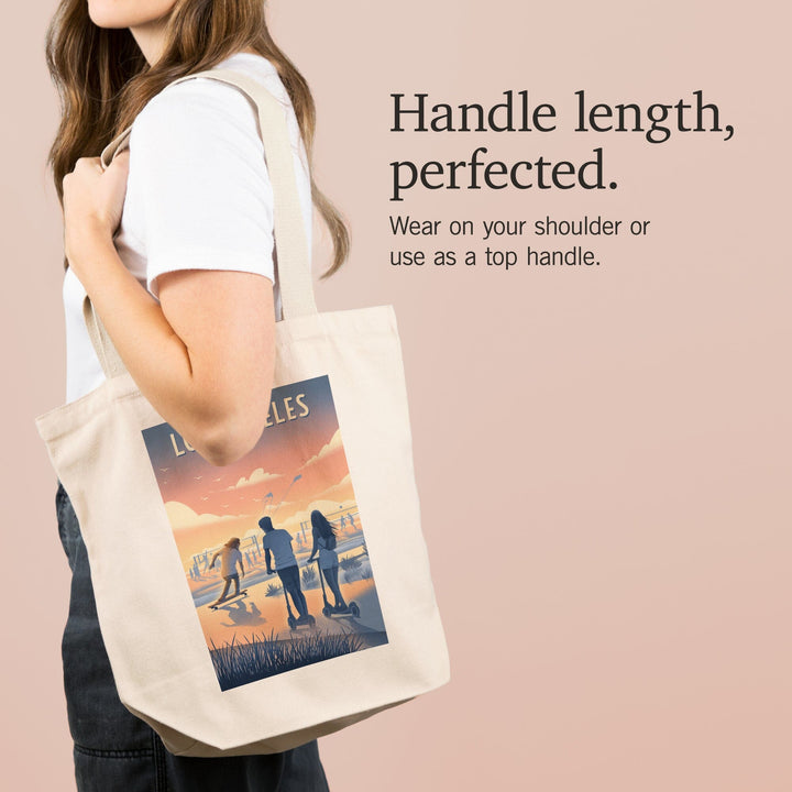 Los Angeles, California, Lithograph, Enjoy the Ride, Longboards and Scooters, Tote Bag Totes Lantern Press 