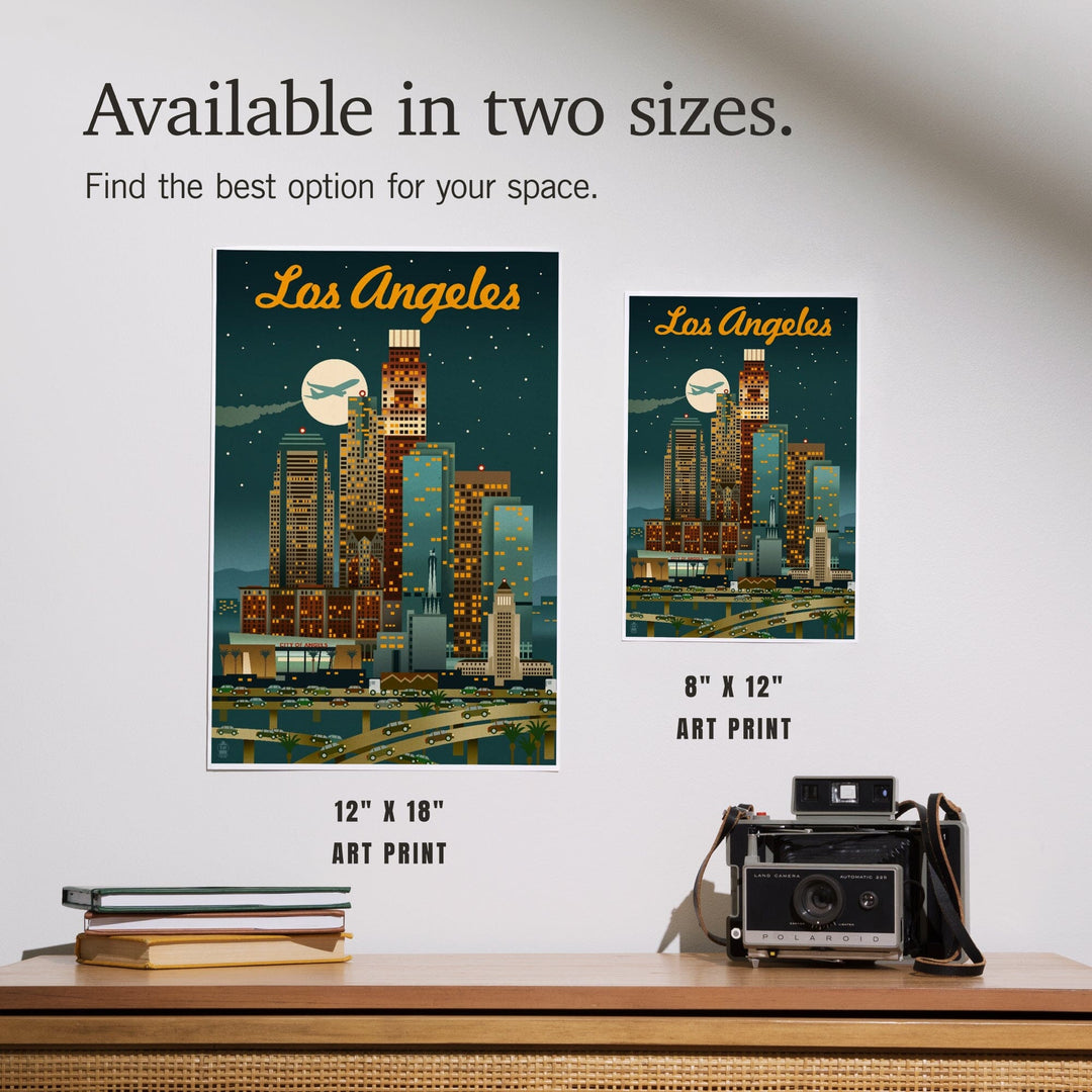 Los Angeles, California, Retro Skyline, Warmer Palette, Art & Giclee Prints - Lantern Press