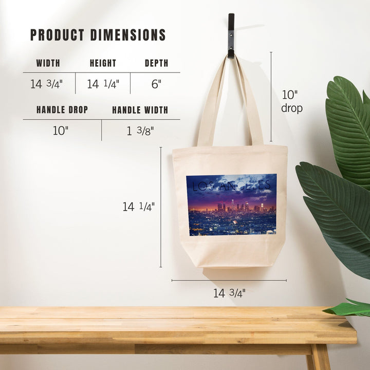 Los Angeles, California, Skyline Night Scene, Tote Bag Totes Lantern Press 
