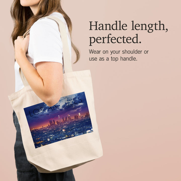 Los Angeles, California, Skyline Night Scene, Tote Bag Totes Lantern Press 