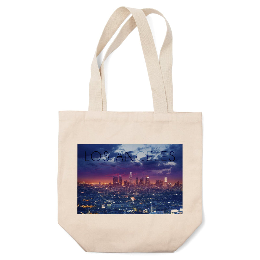 Los Angeles, California, Skyline Night Scene, Tote Bag Totes Lantern Press 