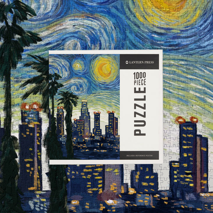 Los Angeles, California, Skyline, Starry Night City Series, Jigsaw Puzzle Puzzle Lantern Press 