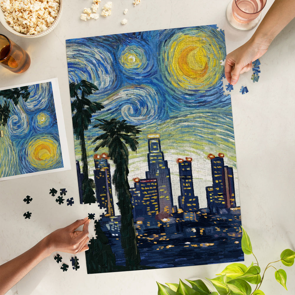 Los Angeles, California, Skyline, Starry Night City Series, Jigsaw Puzzle Puzzle Lantern Press 