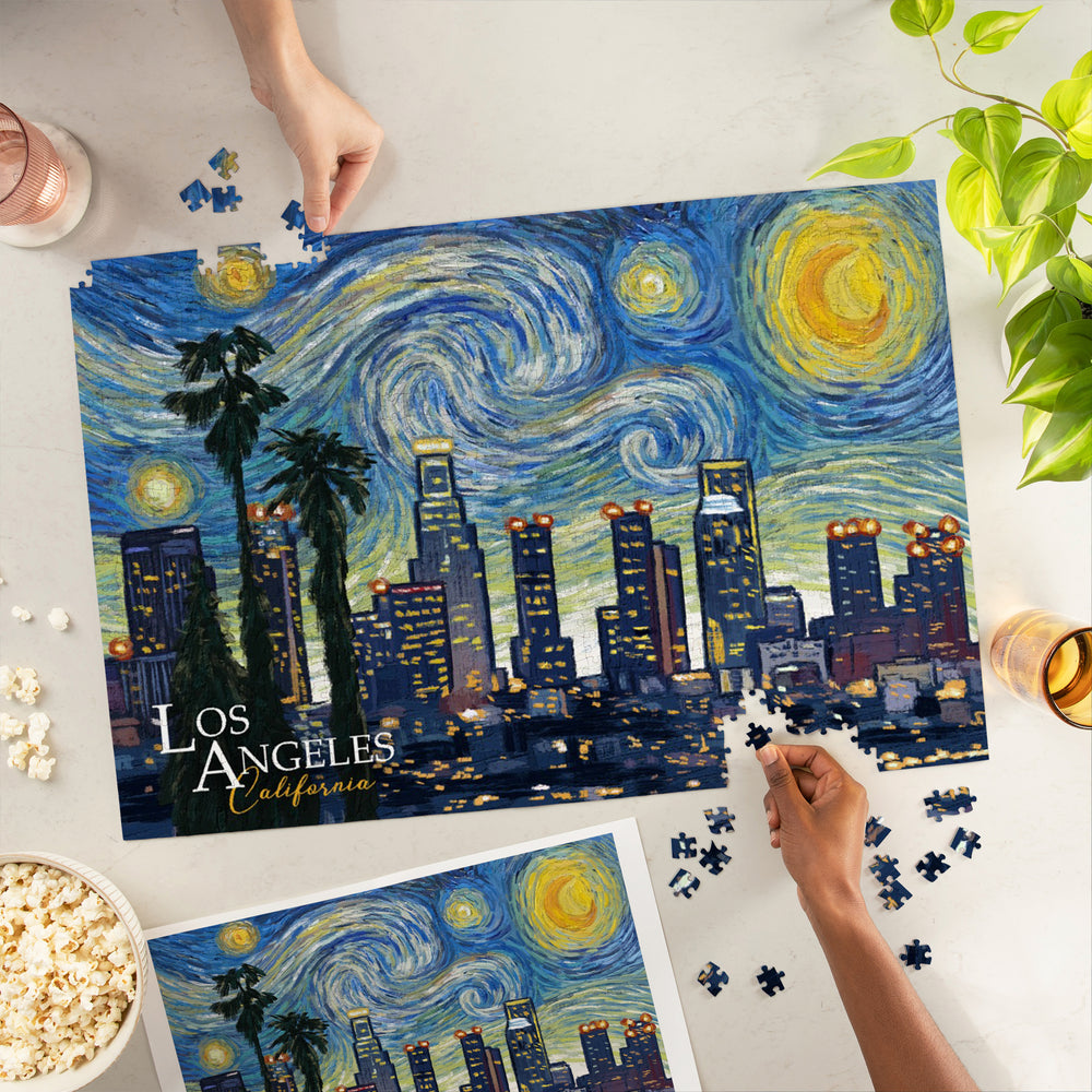 Los Angeles, California, Starry Night Series, Jigsaw Puzzle Puzzle Lantern Press 