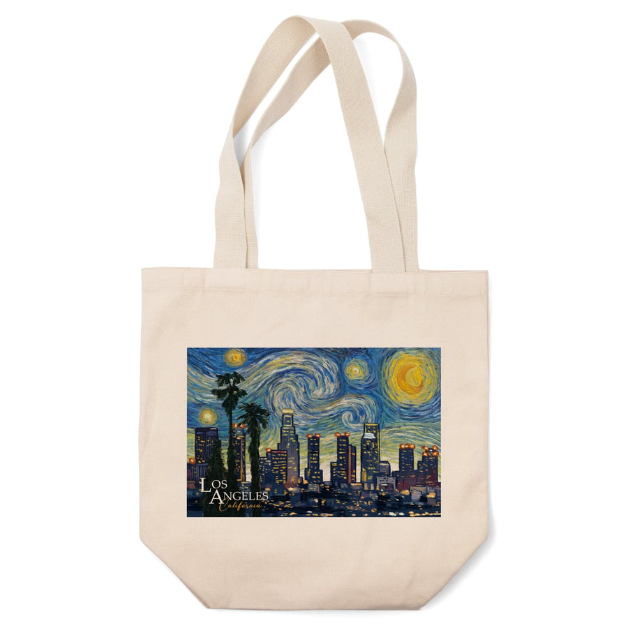Los Angeles, California, Starry Night Series, Lantern Press Artwork, Tote Bag Totes Lantern Press 