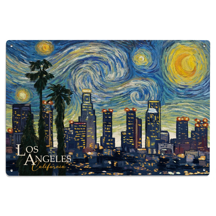 Los Angeles, California, Starry Night Series, Lantern Press Artwork, Wood Signs and Postcards Wood Lantern Press 