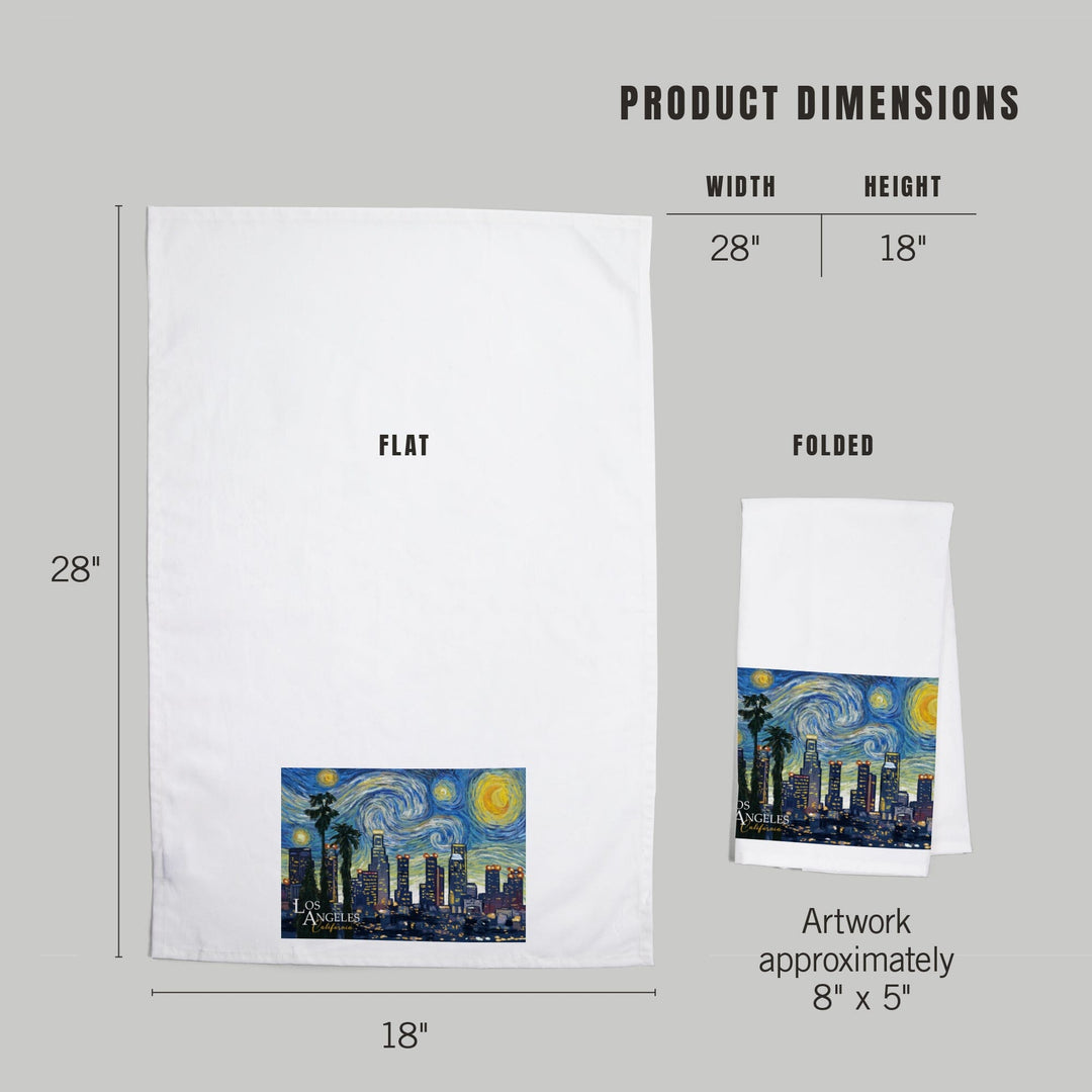 Los Angeles, California, Starry Night Series, Organic Cotton Kitchen Tea Towels Kitchen Lantern Press 