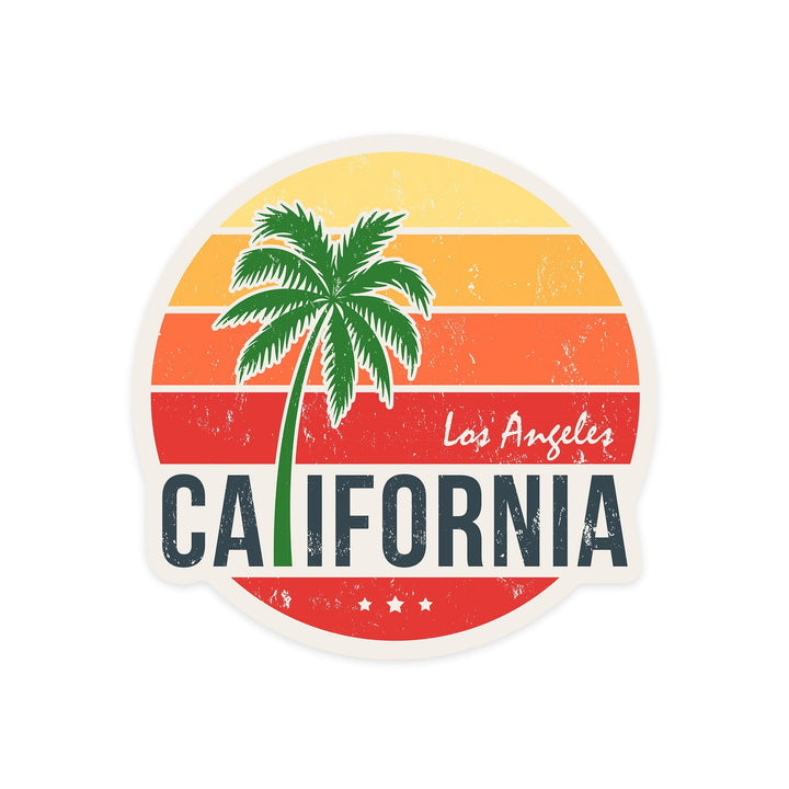 Los Angeles, California, Sun, Contour, Vinyl Sticker - Lantern Press