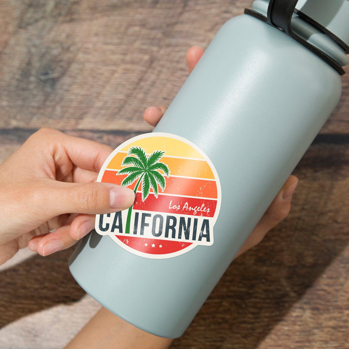 Los Angeles, California, Sun, Contour, Vinyl Sticker - Lantern Press