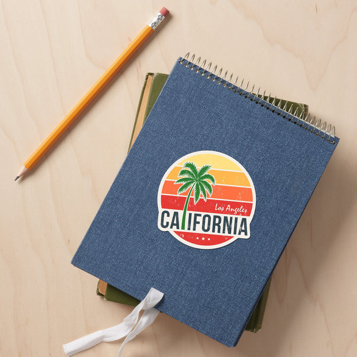 Los Angeles, California, Sun, Contour, Vinyl Sticker - Lantern Press