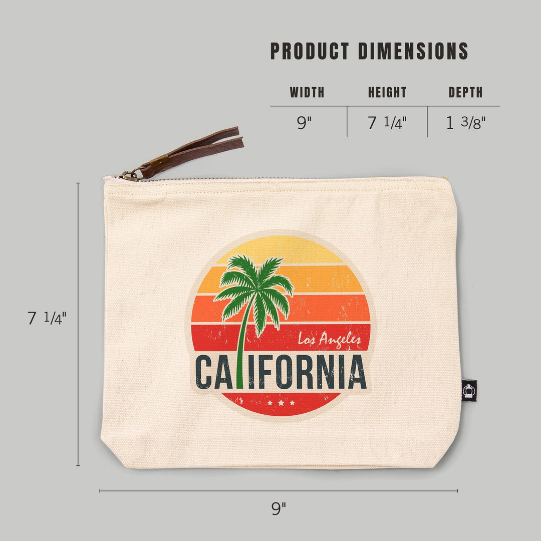 Los Angeles, California, Sun,, Organic Cotton Zipper Pouch, Go Bag Go Bag Lantern Press 