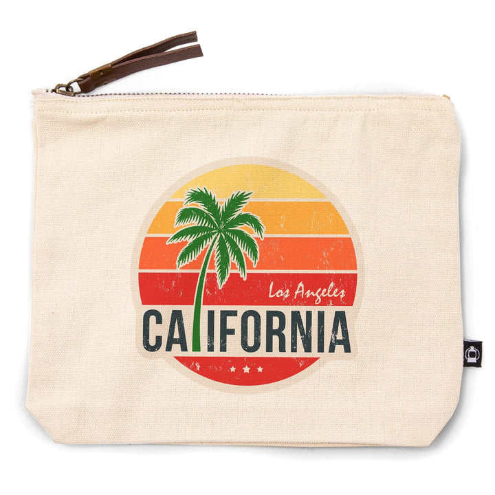 Los Angeles, California, Sun,, Organic Cotton Zipper Pouch, Go Bag Go Bag Lantern Press 