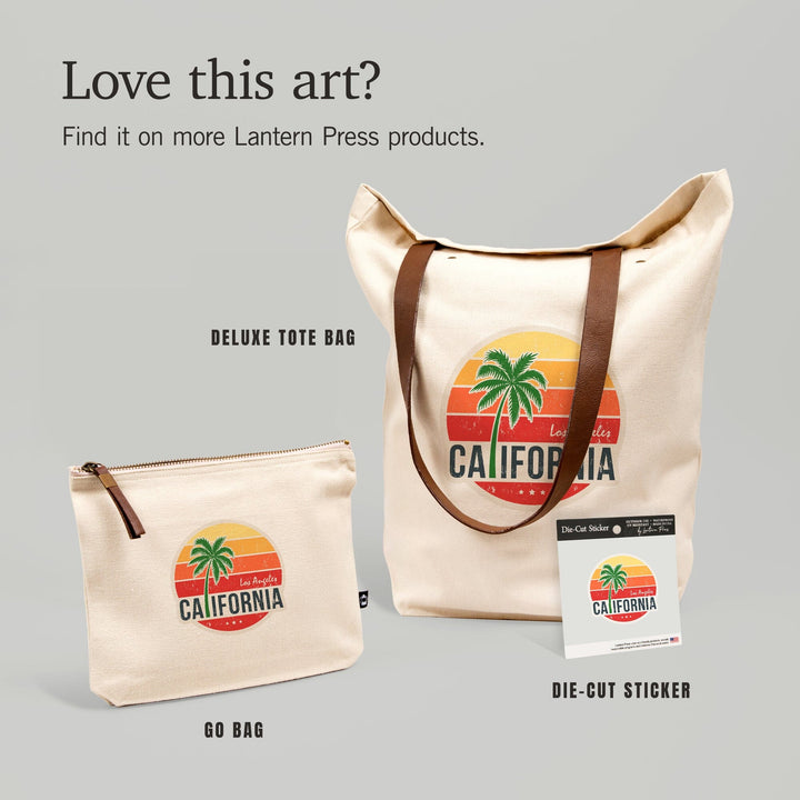 Los Angeles, California, Sun,, Organic Cotton Zipper Pouch, Go Bag Go Bag Lantern Press 