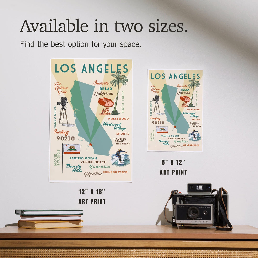 Los Angeles, California, Typography and Icons, Art & Giclee Prints Art Lantern Press 