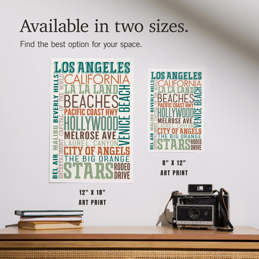 Los Angeles, California, Typography, Art & Giclee Prints Art Lantern Press 