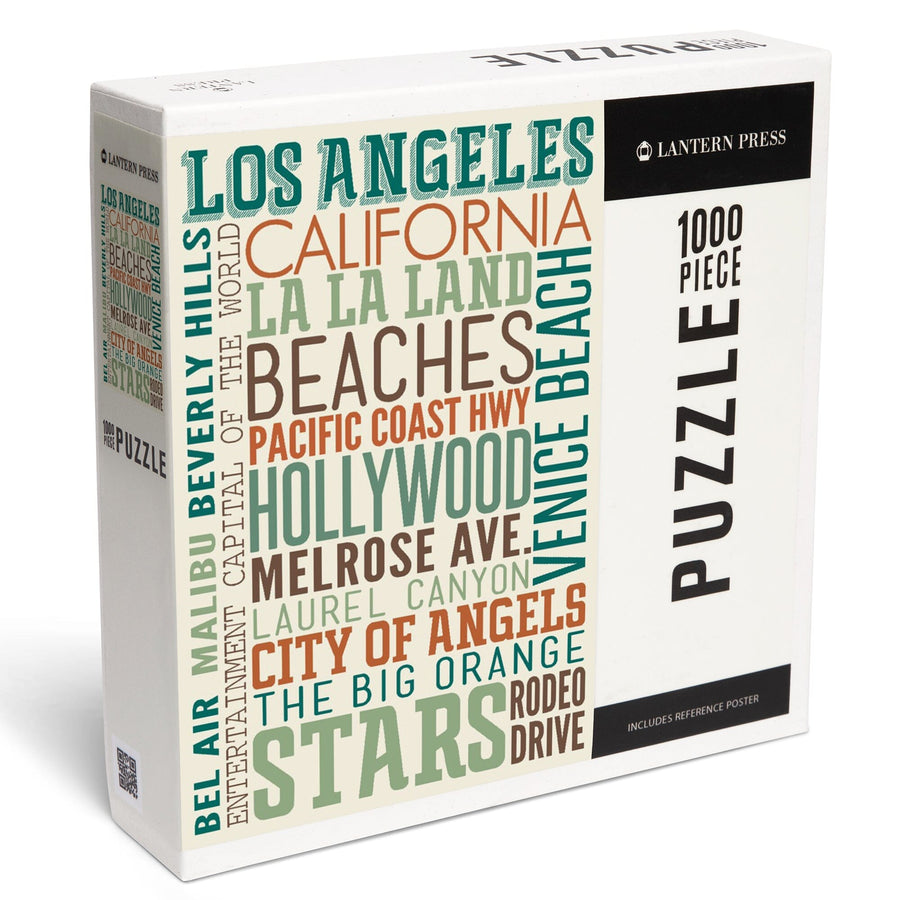 Los Angeles, California, Typography, Jigsaw Puzzle Puzzle Lantern Press 
