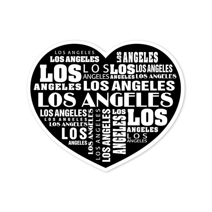 Los Angeles, California, Typography, Word Collage, Contour, Vinyl Sticker - Lantern Press