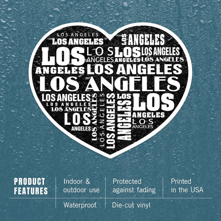 Los Angeles, California, Typography, Word Collage, Contour, Vinyl Sticker - Lantern Press