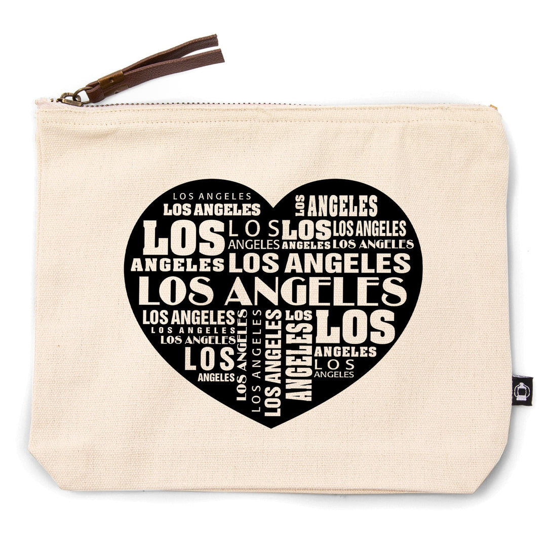Los Angeles, California, Typography, Word Collage,, Organic Cotton Zipper Pouch, Go Bag Go Bag Lantern Press 