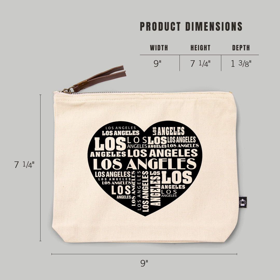 Los Angeles, California, Typography, Word Collage,, Organic Cotton Zipper Pouch, Go Bag Go Bag Lantern Press 