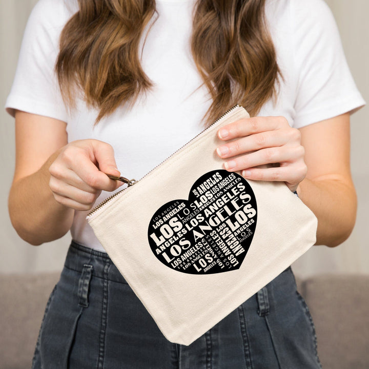 Los Angeles, California, Typography, Word Collage,, Organic Cotton Zipper Pouch, Go Bag Go Bag Lantern Press 