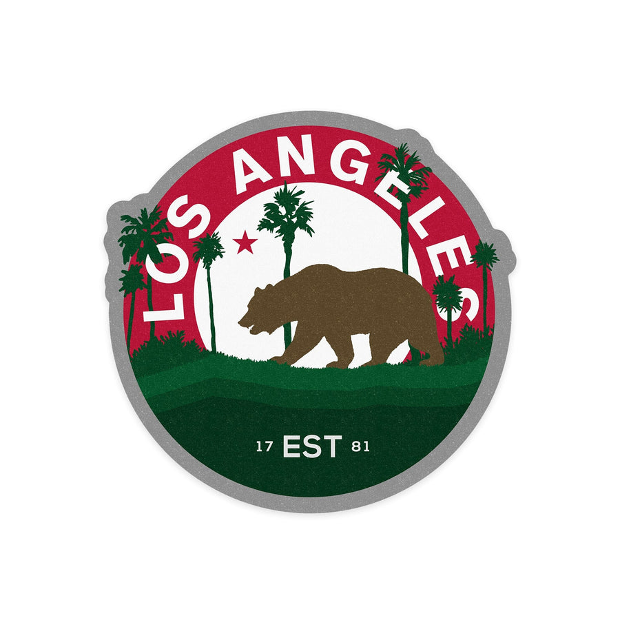 Los Angeles, California, Vintage State Bear, Contour, Vinyl Sticker - Lantern Press