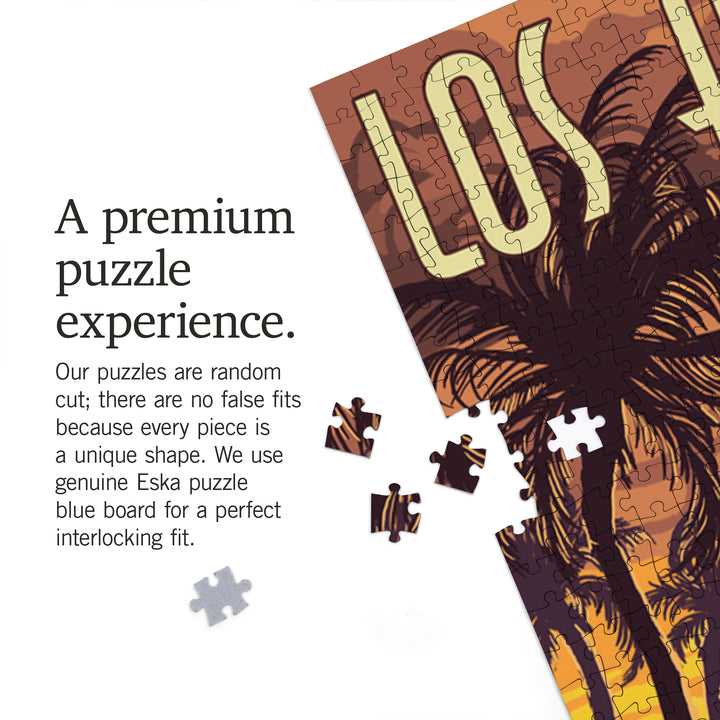Los Angeles, California, Woodies and Sunset, Jigsaw Puzzle Puzzle Lantern Press 