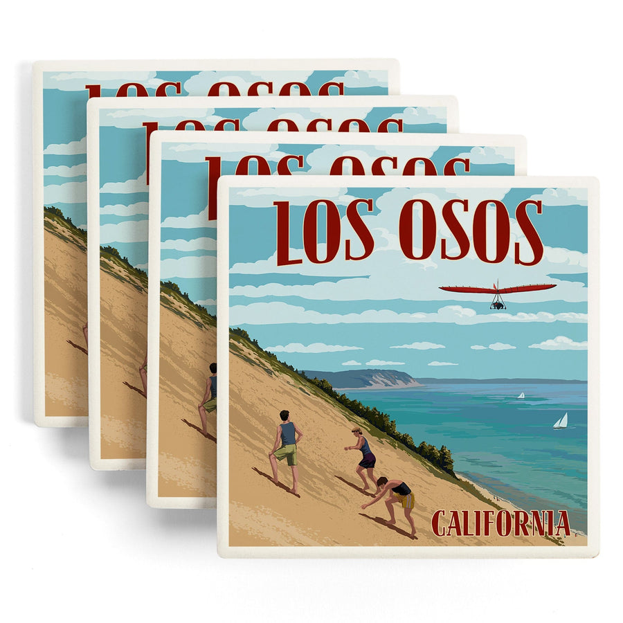 Los Osos, California, Dunes, Lantern Press Artwork, Coaster Set - Lantern Press