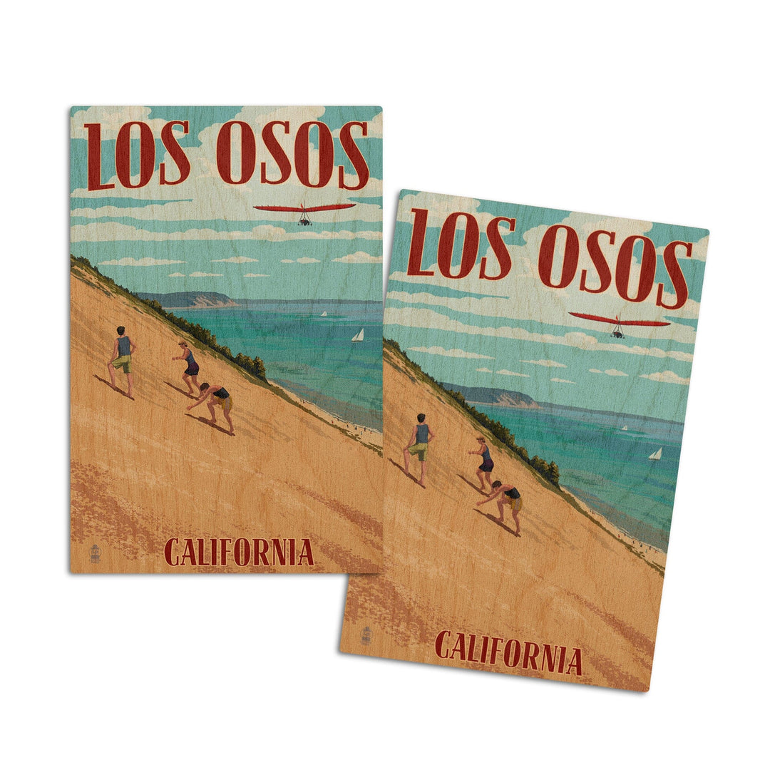 Los Osos, California, Dunes, Lantern Press Artwork, Wood Signs and Postcards Wood Lantern Press 4x6 Wood Postcard Set 