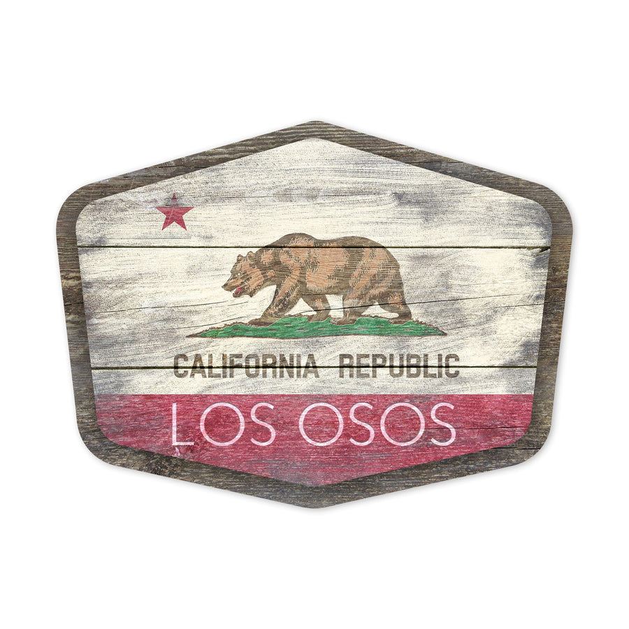 Los Osos, California, Rustic California State Flag, Contour, Lantern Press Artwork, Vinyl Sticker Sticker Lantern Press 