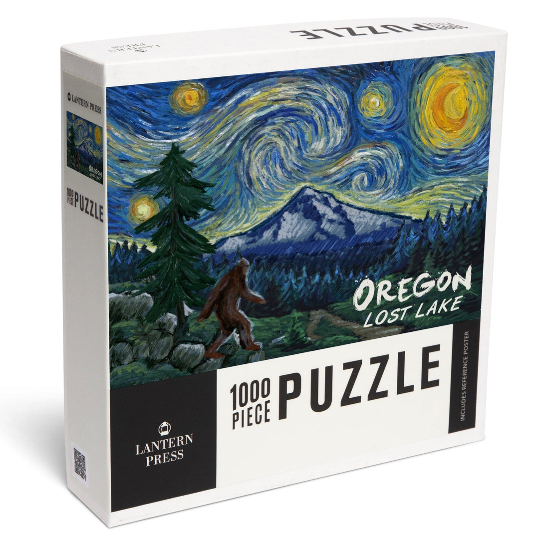 Lost Lake, Oregon, Bigfoot, Mt Hood, Starry Night, Jigsaw Puzzle Puzzle Lantern Press 