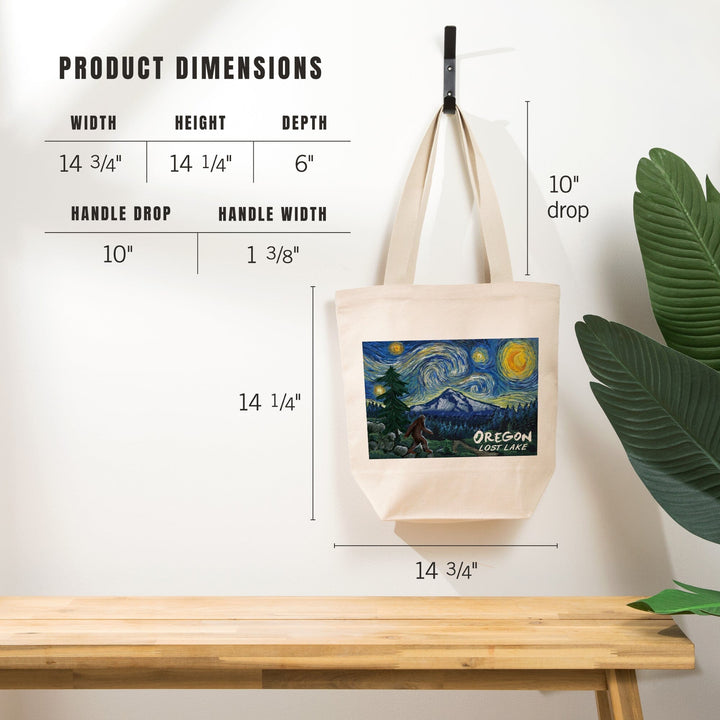 Lost Lake, Oregon, Bigfoot, Mt Hood, Starry Night, Tote Bag Totes Lantern Press 