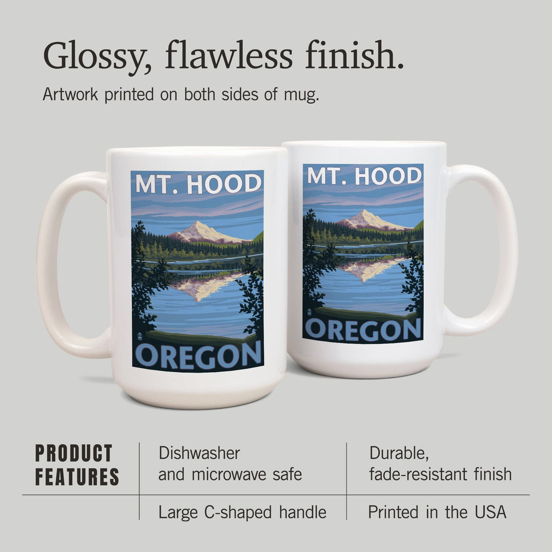 Lost Lake, Oregon, Mt. Hood, Lantern Press Artwork, Ceramic Mug - Lantern Press