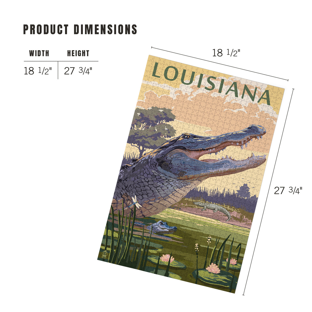 Louisiana, Alligator and Baby, Jigsaw Puzzle Puzzle Lantern Press 
