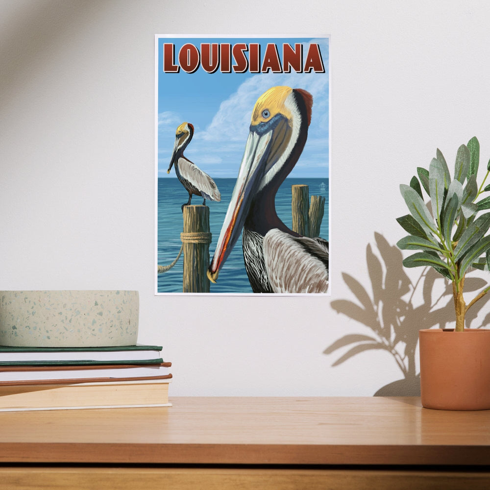 Louisiana, Brown Pelicans, Art & Giclee Prints Art Lantern Press 