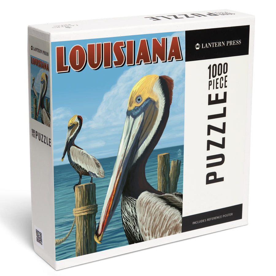 Louisiana, Brown Pelicans, Jigsaw Puzzle Puzzle Lantern Press 