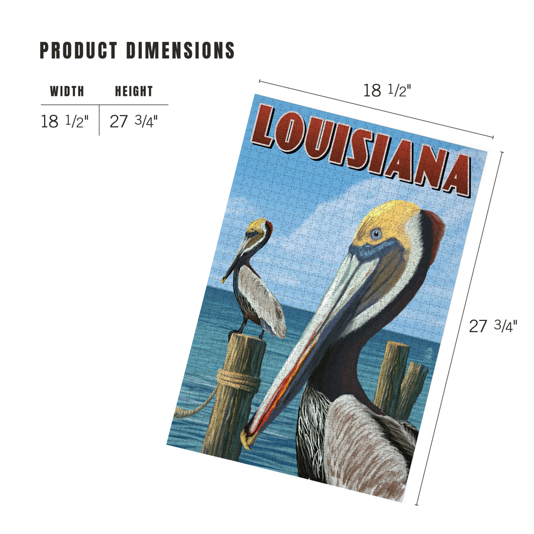 Louisiana, Brown Pelicans, Jigsaw Puzzle Puzzle Lantern Press 