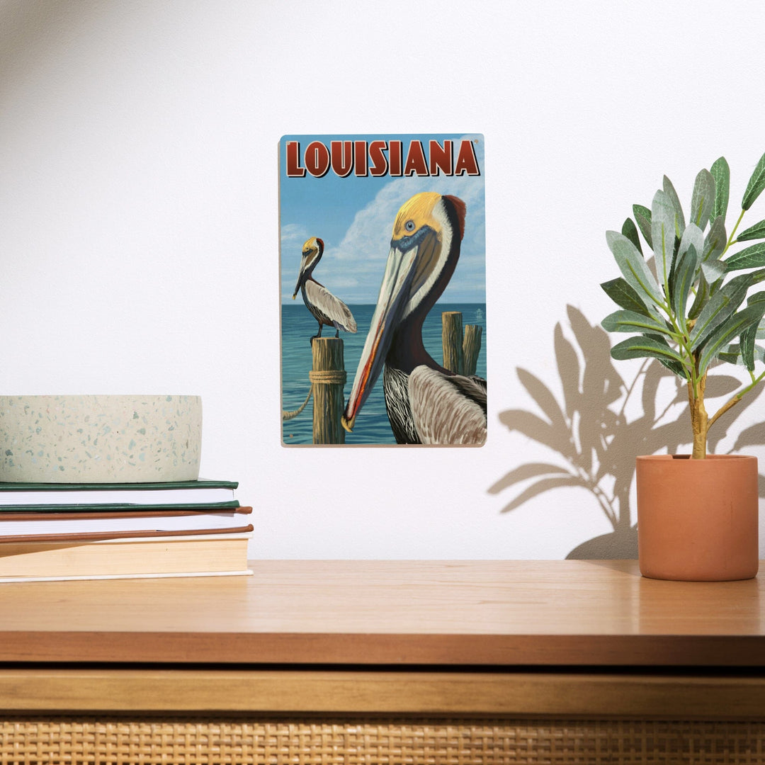 Louisiana, Brown Pelicans, Lantern Press Artwork, Wood Signs and Postcards Wood Lantern Press 