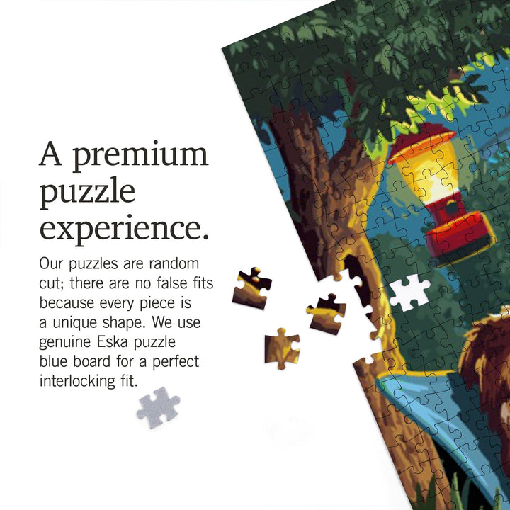 Louisiana, Painterly, Pack Life, Dogs Around Campfire, Jigsaw Puzzle Puzzle Lantern Press 
