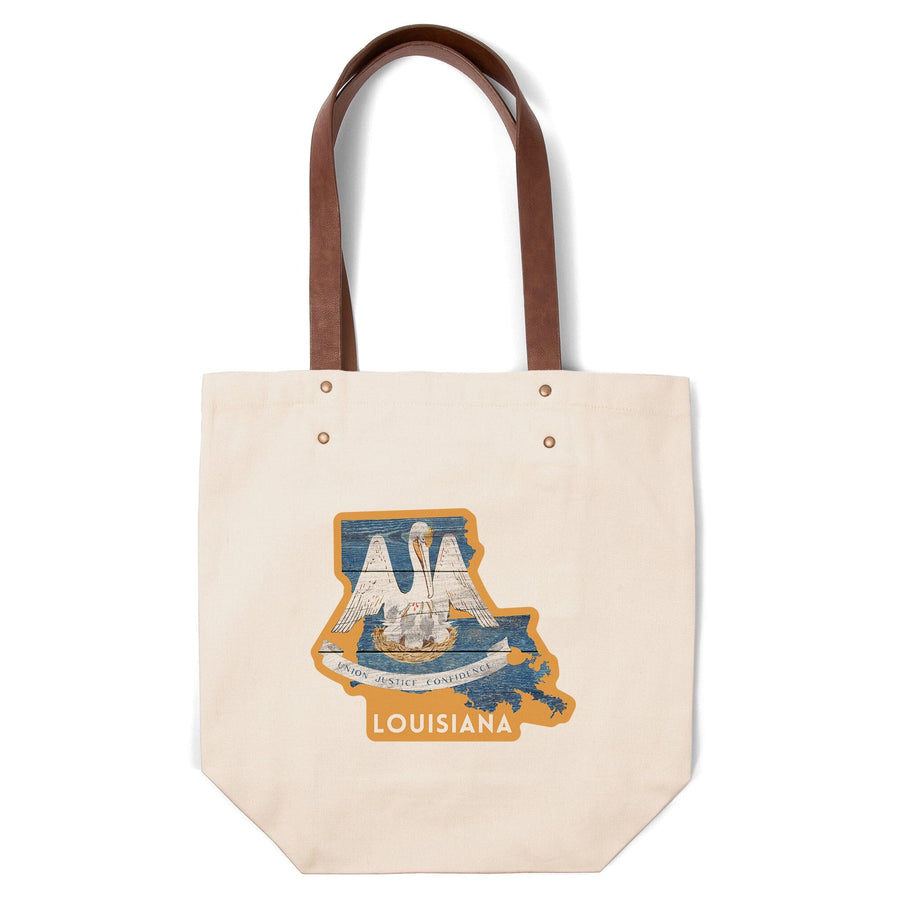 Louisiana, Rustic State Flag, Contour, Deluxe Tote Totes Lantern Press 