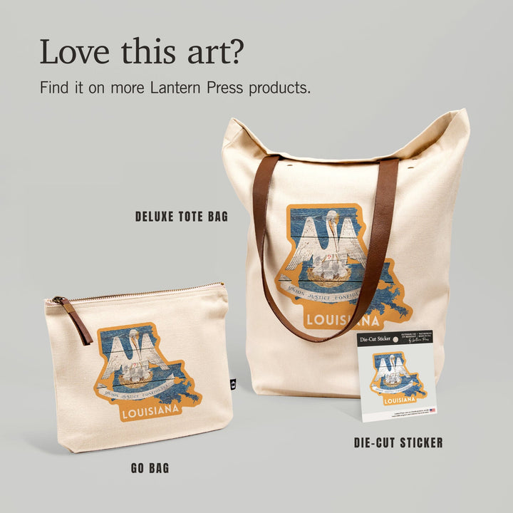 Louisiana, Rustic State Flag, Contour, Deluxe Tote Totes Lantern Press 