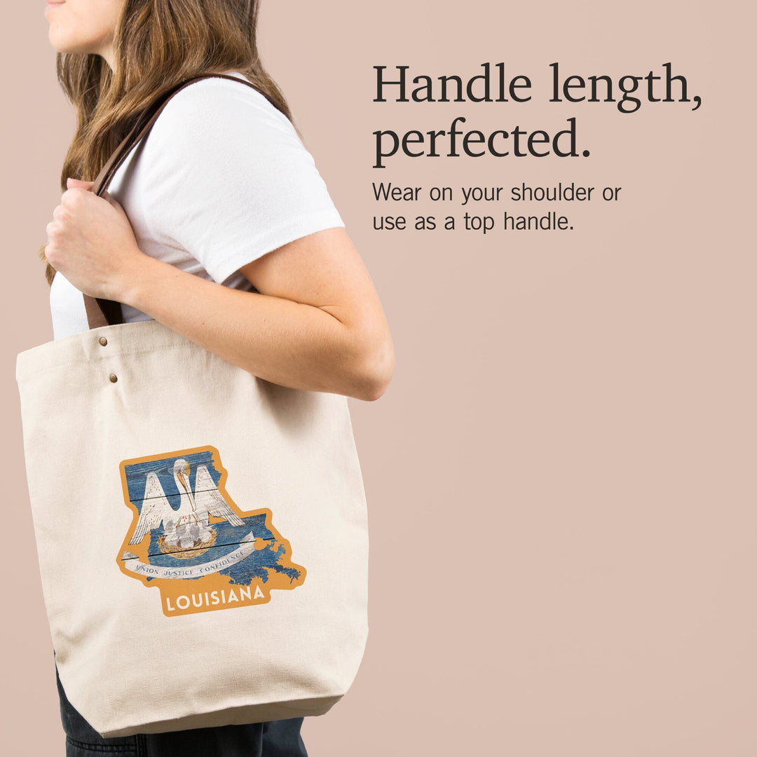 Louisiana, Rustic State Flag, Contour, Deluxe Tote Totes Lantern Press 