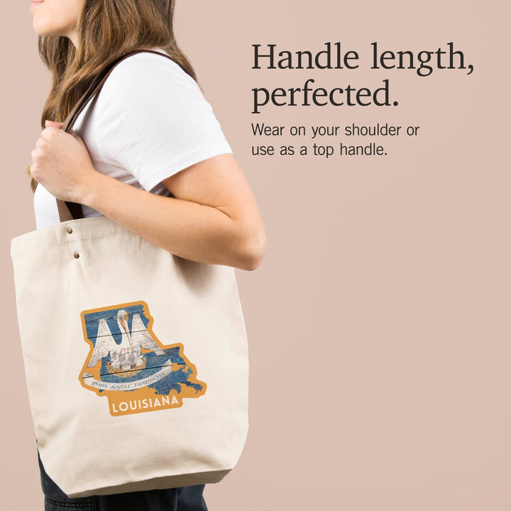 Louisiana, Rustic State Flag, Contour, Deluxe Tote Totes Lantern Press 